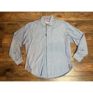 Robert Graham The Freshly Laundered Blue Cotton Long Sleeve Shirt Mens size XXL